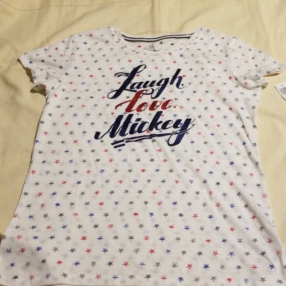 Authentic Stars Tee Shirt  with Laugh Love Mickey